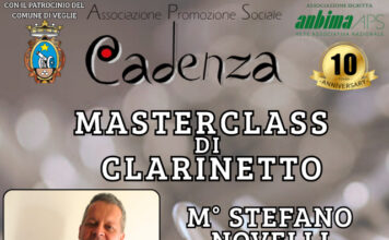 L’APS “CADENZA”ORGANIZZA UNA MASTERCLASS DI CLARINETTO CON IL M° STEFANO NOVELLI
