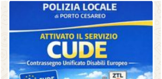 ATTIVO A PORTO CESAREO IL SERVIZIO “CUDE” CONTRASSEGNO UNIFICATO DISABILI EUROPEO