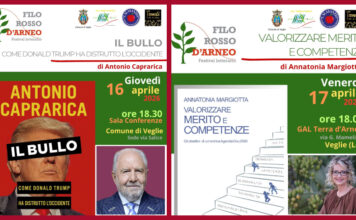 ANTONIO CAPRARICA e ANNATONIA MARGIOTTA ospiti a Veglie del festival “FILO ROSSO D’ARNEO” con i loro nuovi libri