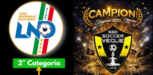 SSD SOCCER VEGLIE CAMPIONI 3ª CATEGORIA. PROMOSSI IN 2ª CATEGORIA CON 4 GIORNATE DI ANTICIPO