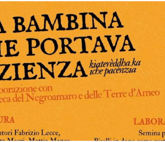 Cantina Moros ospita “La bambina che portava pazienza” Venerdì 15 Maggio