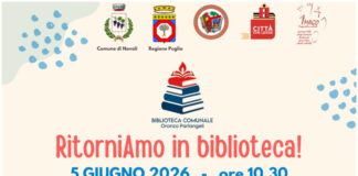 “RITORNIAMO IN BIBLIOTECA!”: IL COMUNE DI NOVOLI RIAPRE LA BIBLIOTECA “ORONZO PARLANGELI” PRESSO L’EX ASILO TARANTINI