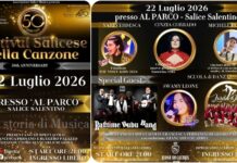 Prende il via Mercoledì 22 Luglio la 50ª Edizione del “FESTIVAL SALICESE DELLA CANZONE”