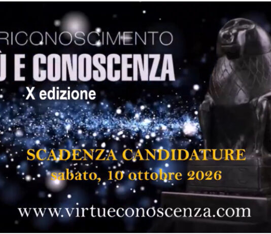SONO UFFICIALMENTE APERTE LE CANDIDATURE PER LA X EDIZIONE PER L’ALTO RICONOSCIMENTO “VIRTÙ E CONOSCENZA 2026”
